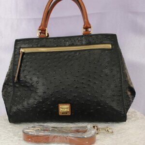 Dooney & Bourke Black Ostrich-Embossed Leather Satchel – Gently Used